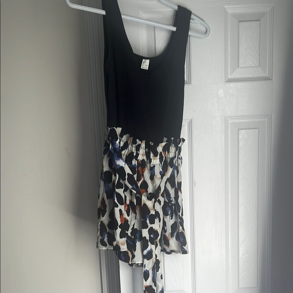 Black and Multicolor Sleeveless romper